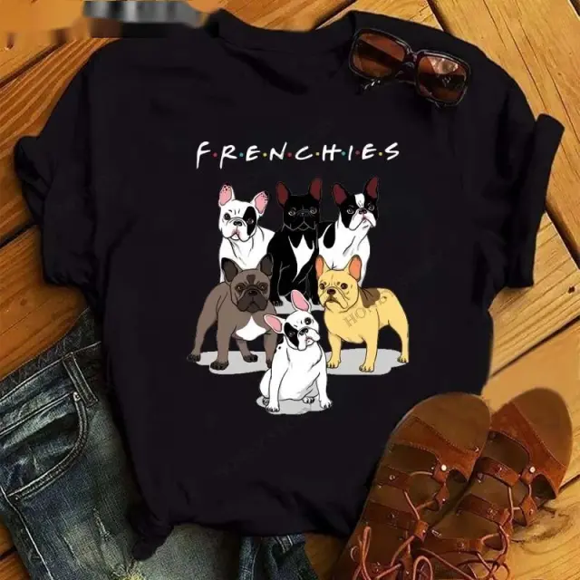 French Card Printing Short sleeved T shirt Picture1 - Shop at LoveMi