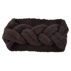 Ladies Knitted Wool Headband Crossover Head Cover - Coffee - View 1