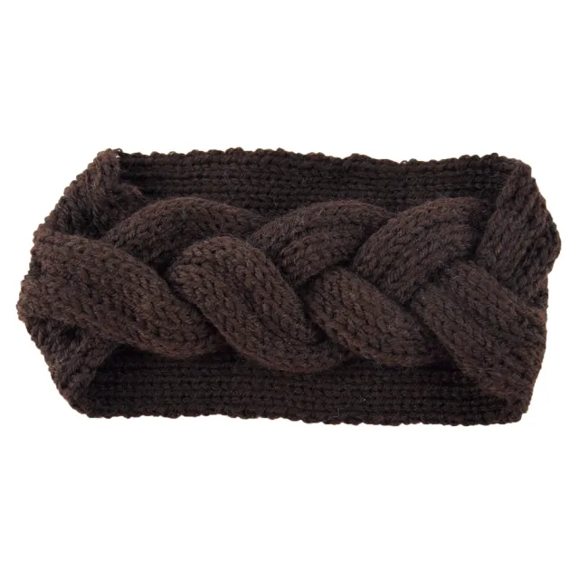 Ladies Knitted Wool Headband Crossover Head Cover Coffee - Shop at LoveMi