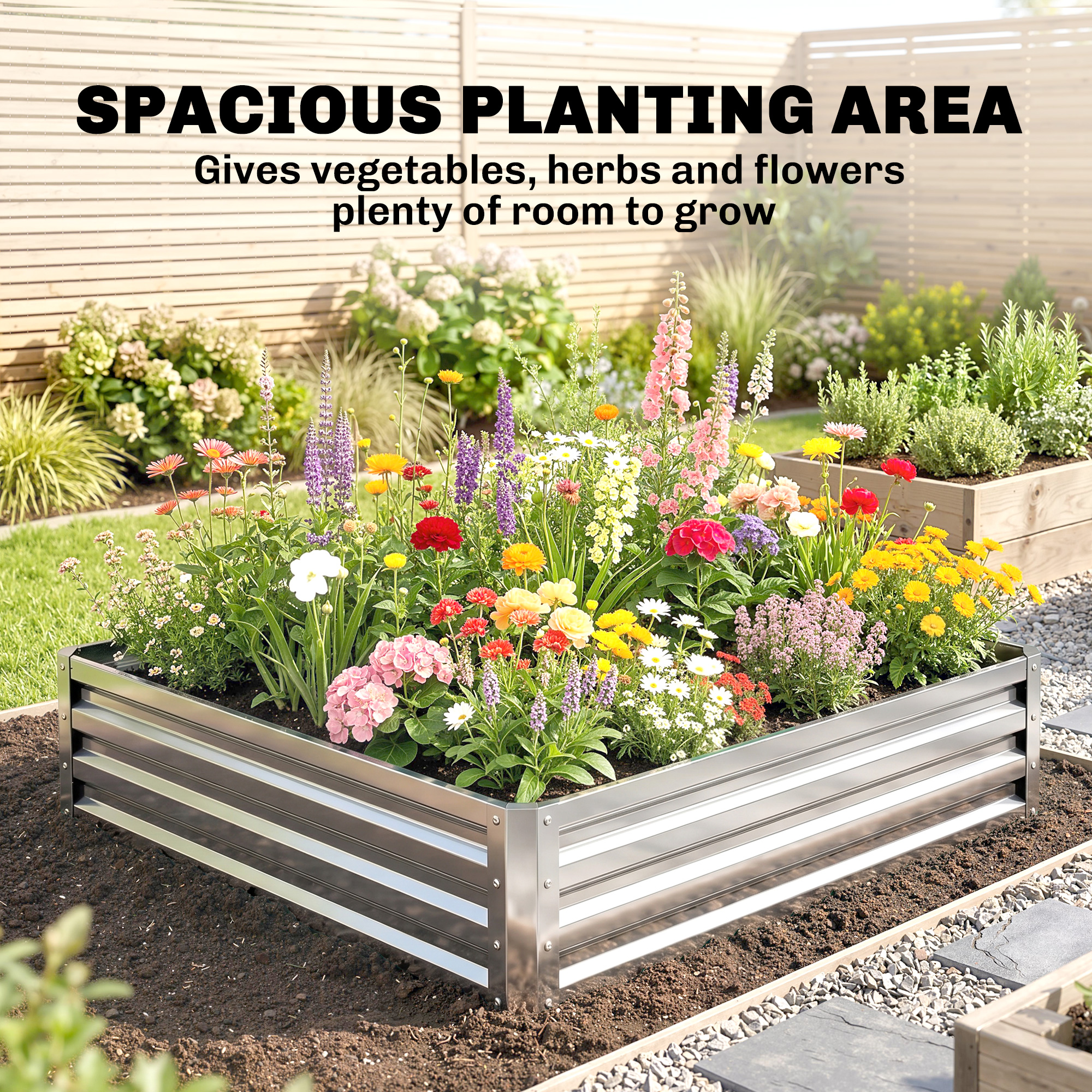 Square Elevated Garden Bed Box With Weather Resistant Steel Frame, Suitable — image 5