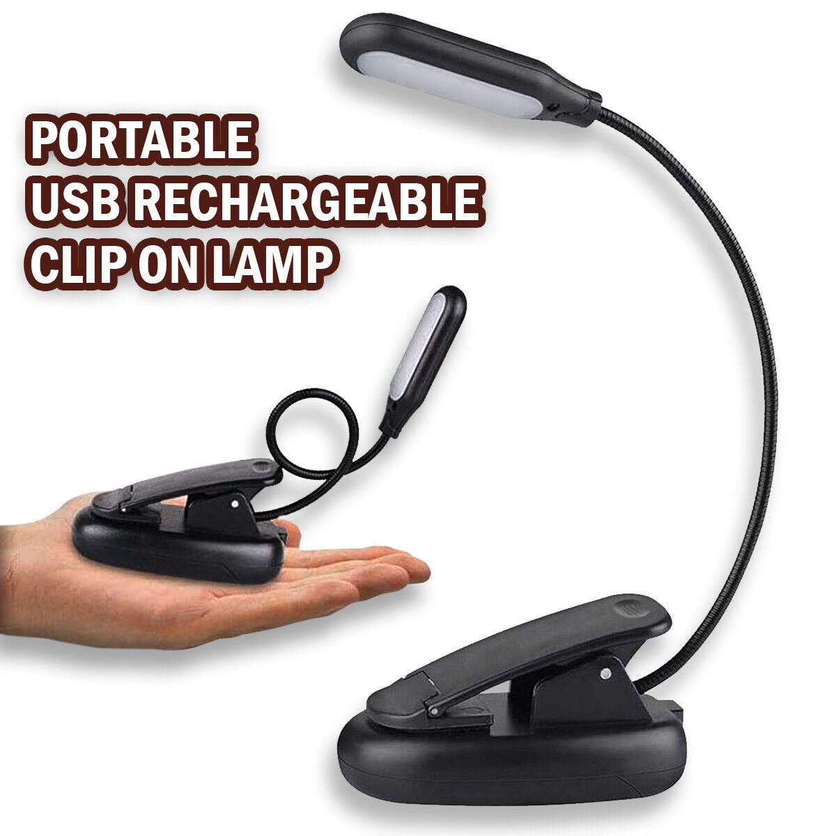 Clip On LED Light for Book Reading. we ship only inside the US, USPS First Class Package 2 Day Handling , 2-5 Day Shipping. Rechargeable Book Light, Clip on LED Table Desk Lamp, Portable Reading Lamp, Office Work Bed Light for Kids, Bookworms, Students by