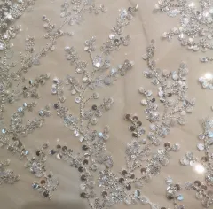 Crystal Sequin Embroidered Transparent Clothing Fabric - Transparent - View 1