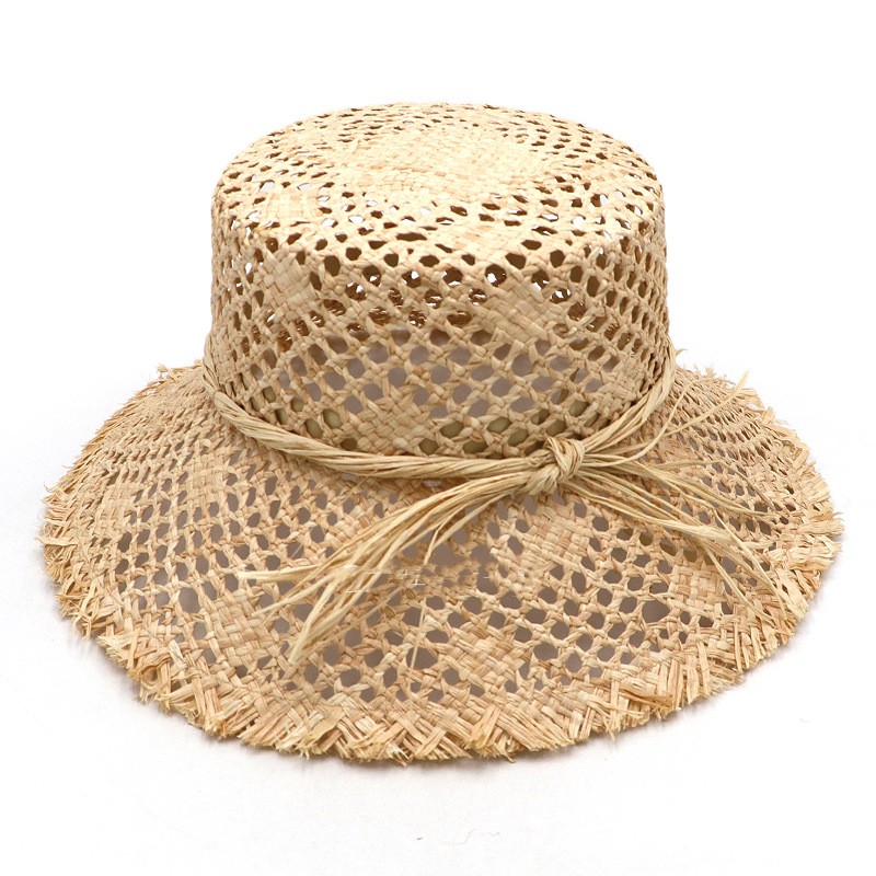Spring And Summer New Lafite Straw Hat Flat Top Hat Under Collapse Sun Protection Ladies