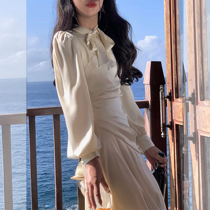 Satin Long-Sleeve Midi Dress, picture 5 of 6
