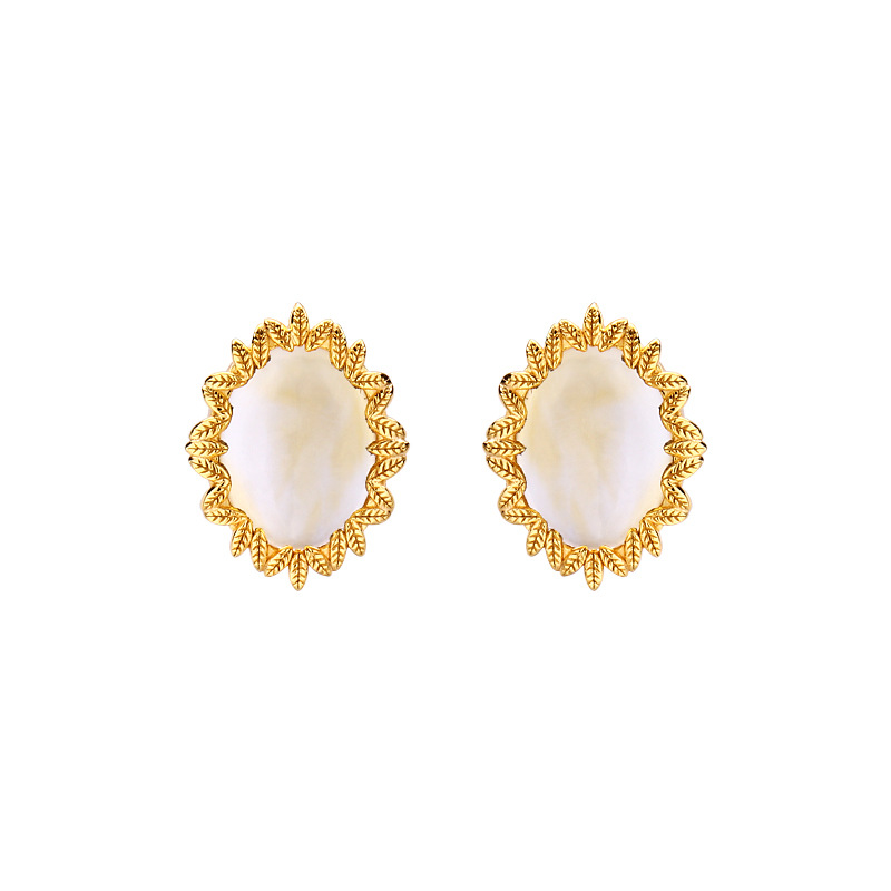 Jewelry Silver Vintage Chamomile Topaz Stud Earrings