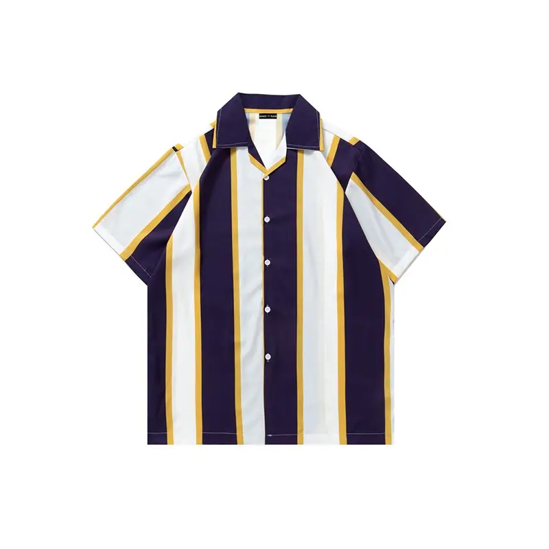 College Style Street Men's Trendy Striped Short-sleeved Shirt