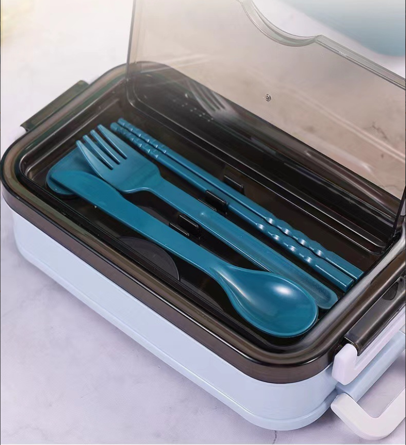 Double-layer Lunch Box, Japanese-style Compartments Lunch Box With Tableware, Student And Office Worker Sealed Bento Box, Lunch Box Can Be Printed With Logo — foto 4