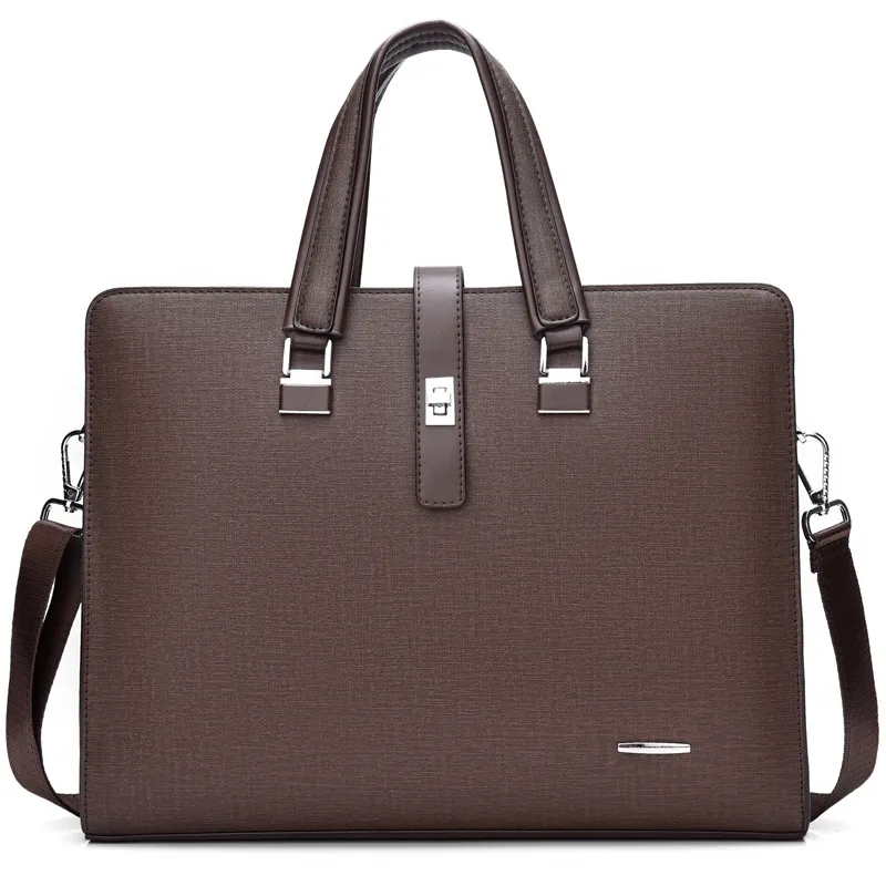 New Men's Business Briefcase One Shoulder Messenger - Brown