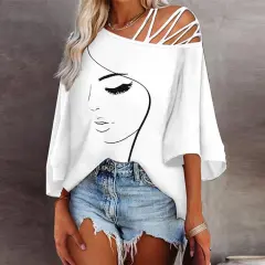 Fashion Stitching Loose Casual Tops For Women - White - View 1