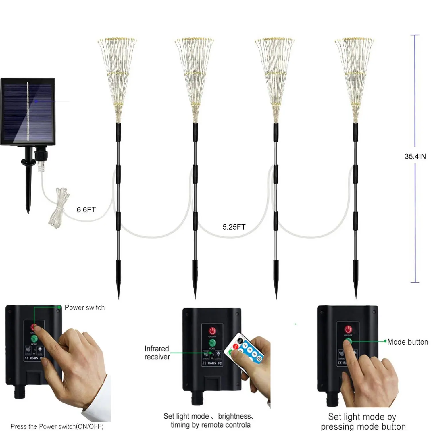 4 Pack Solar Lights Outdoor Garden