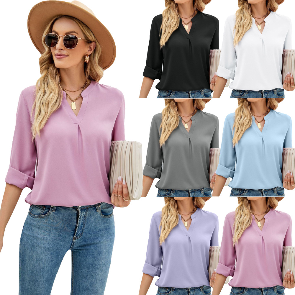 Title 2, Solid Color Chiffon Shirt Loose Shirt