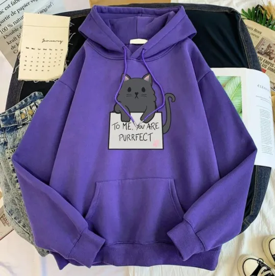 Girls Blank Solid Color Hoodie Sweater Purple - Shop at LoveMi