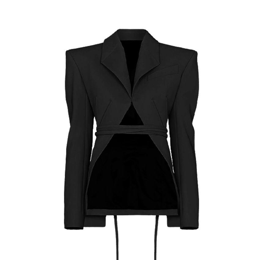 Title 5, Drawstring Wide Shoulder Suit Jacket and Hollow...