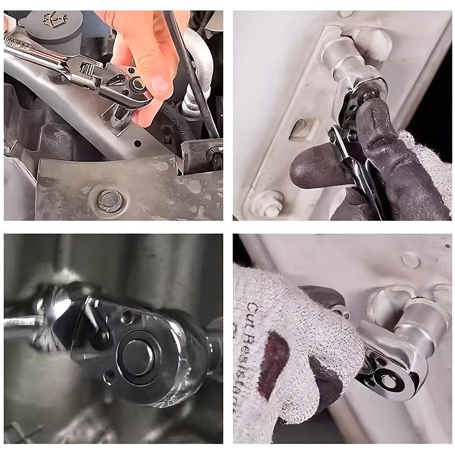 6Pcs Flex Head Swivel Ratchet Wrench Set Multi Drive