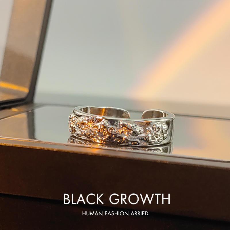 Vintage Washed Men's Cross Ring, Open Adjustable, Hip Hop Niche Design, Trendy Minimalist Cold Style Index Finger Band