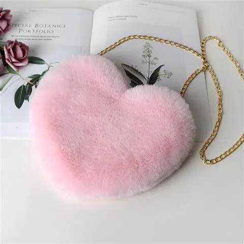 Love Bags For Women Plush Chain Shoulder Bags Valentine's Day Party Bag Pink - Shop at LoveMi