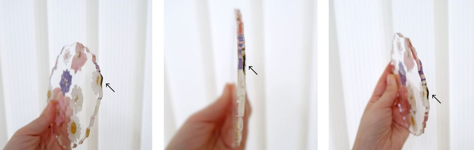 حاجز أكريليك حراري بتصميم أزهار مجففة وطبقة راتنجية