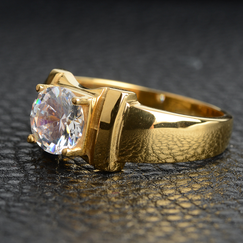 Simulation Diamond Stainless Steel Ring Titanium Steel