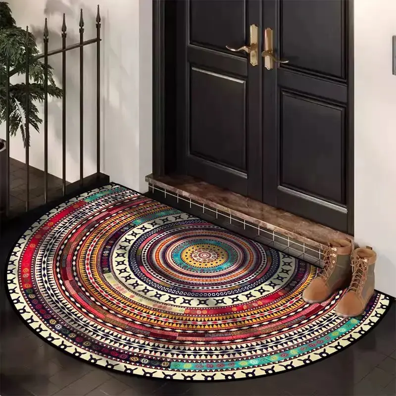 Bohemian Vintage Semi Circular Carpet, Half Round
