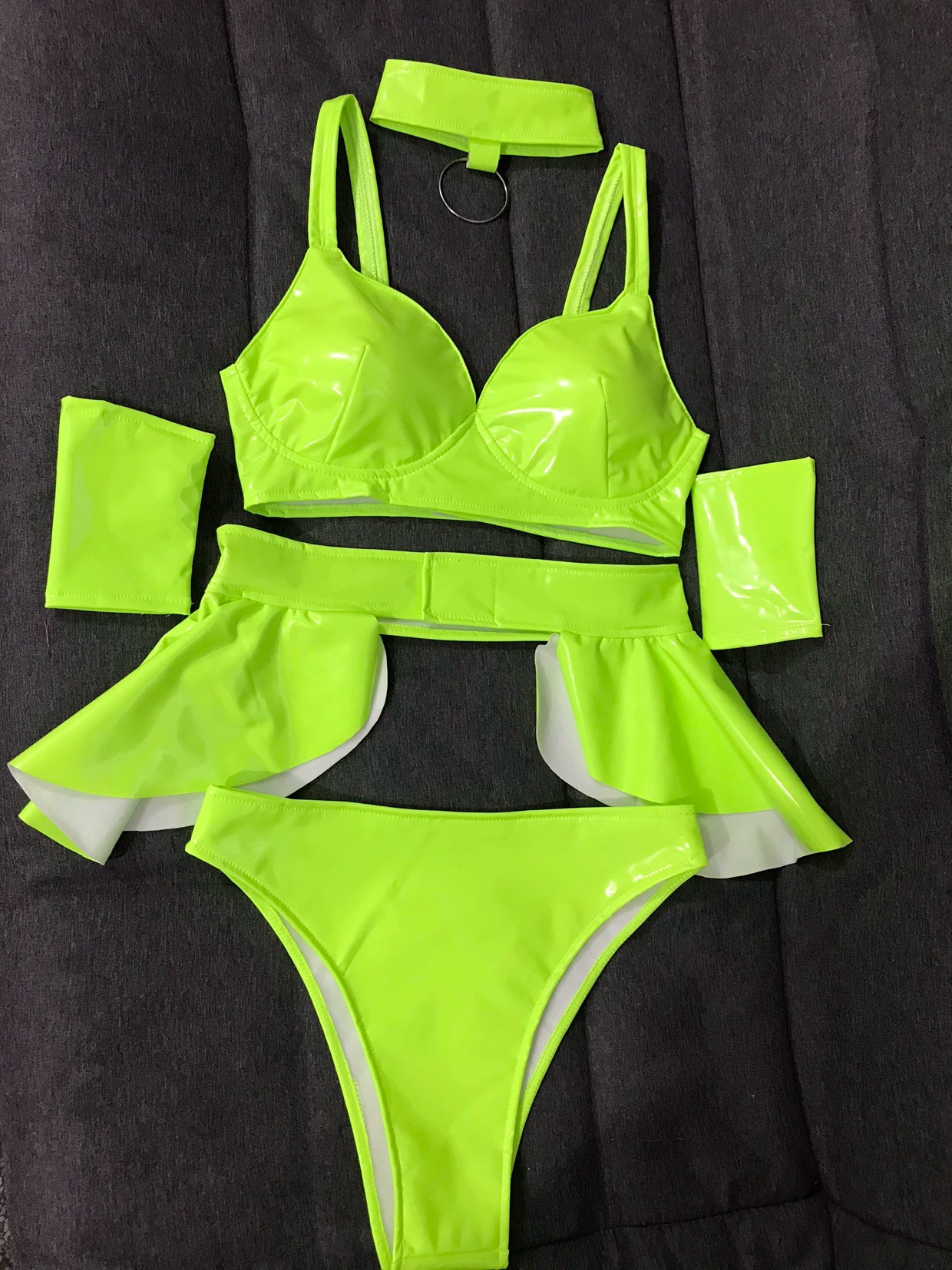 Title 6, Bar Costume Sexy Fluorescent Elastic Patent Lea...