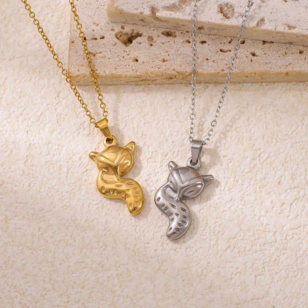 Stainless Steel Fox-shaped Pendant Necklace