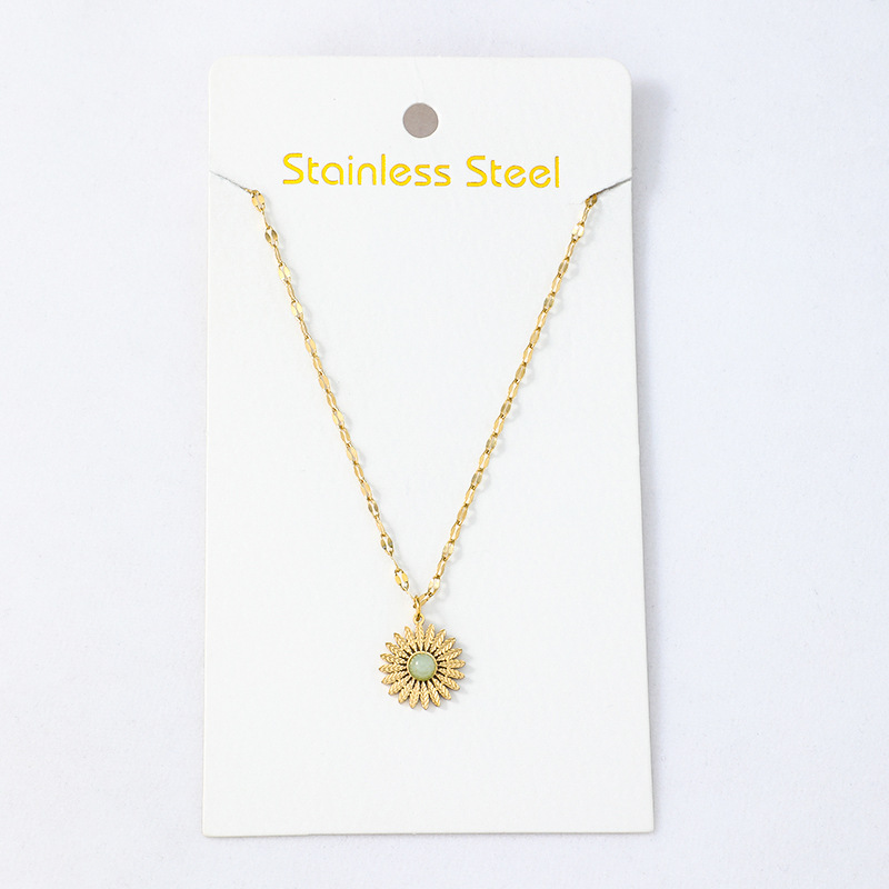 Simple Personality Small Sun Stainless Steel Necklace Fashion Trendy Ins With The Same Gold Titanium Steel Flat Mouth Neck Joint