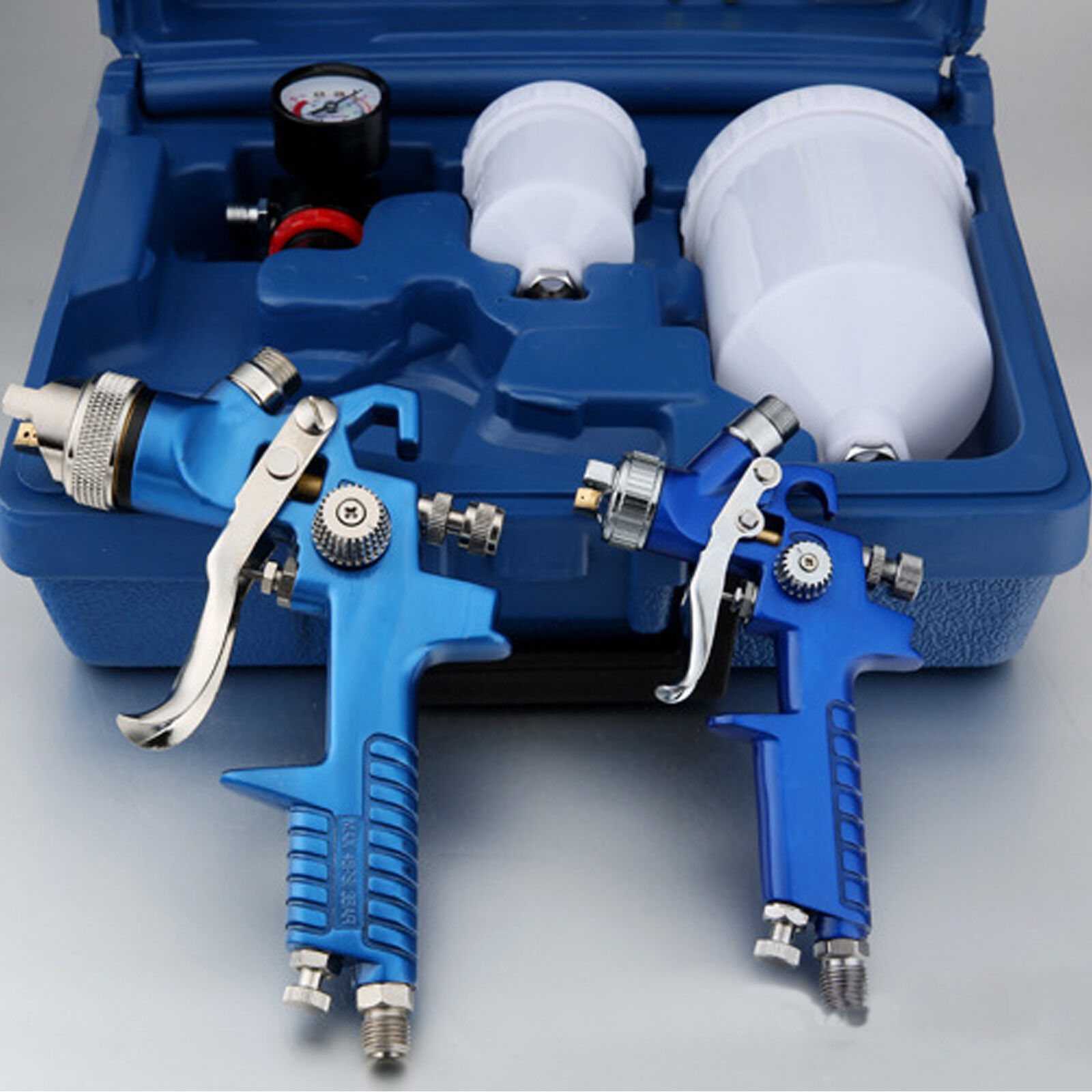 2 X HVLP Spray Gun Kit Air Gravity Feed Vehicle Car Paints1.4MM 0.8MM Nozzle — foto 10