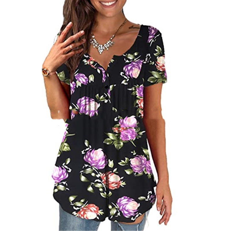 Title 4, Oversized Tunic Jacket Short Sleeve Casual Flor...