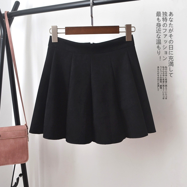 Women's High Waist Pleated Deerskin Velvet A-line Skirt