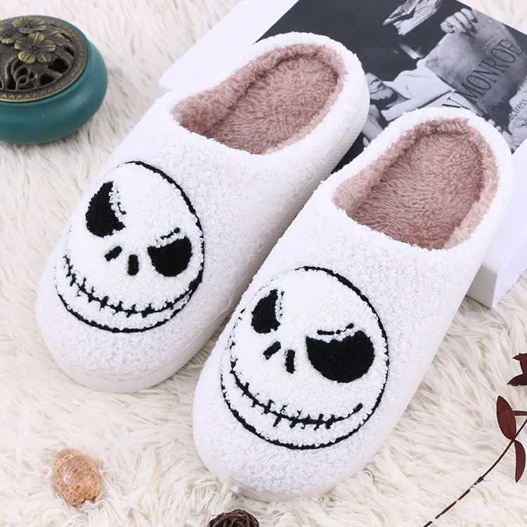 Halloween Skull-smirk Home Slippers Indoor Funny Non-slip House Shoes