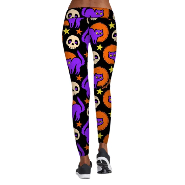Printed Leggings Halloween Sports Yoga Pants High Stretch Pencil Pants 4Style Xl - Shop at LoveMi