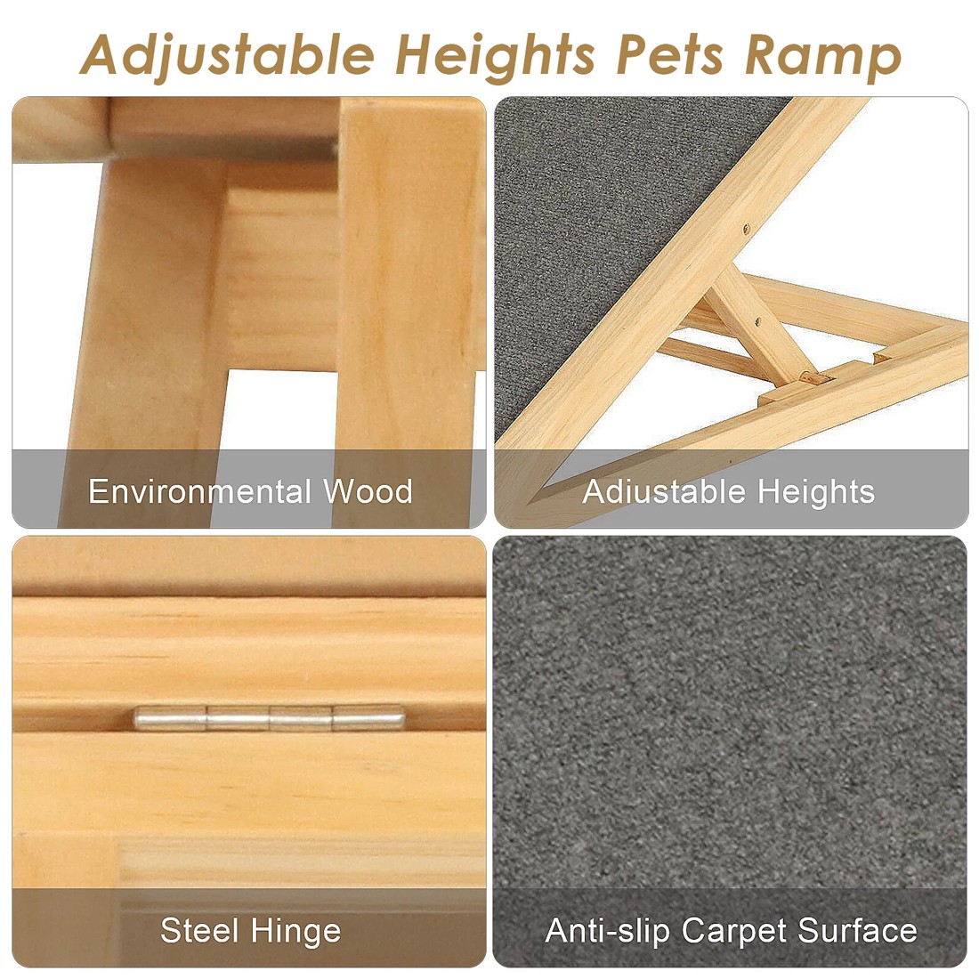 Adjustable Heights Dog Pet Ramp Foldable Stairs Non-Slip For Car Bed Sofa — image 11