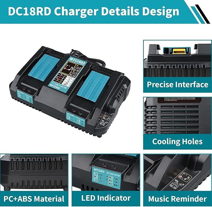 Doppel-Schnellladegert Fr  18V Li-Ion-Akkus BL186BL1830BL1850, BL1840 DE