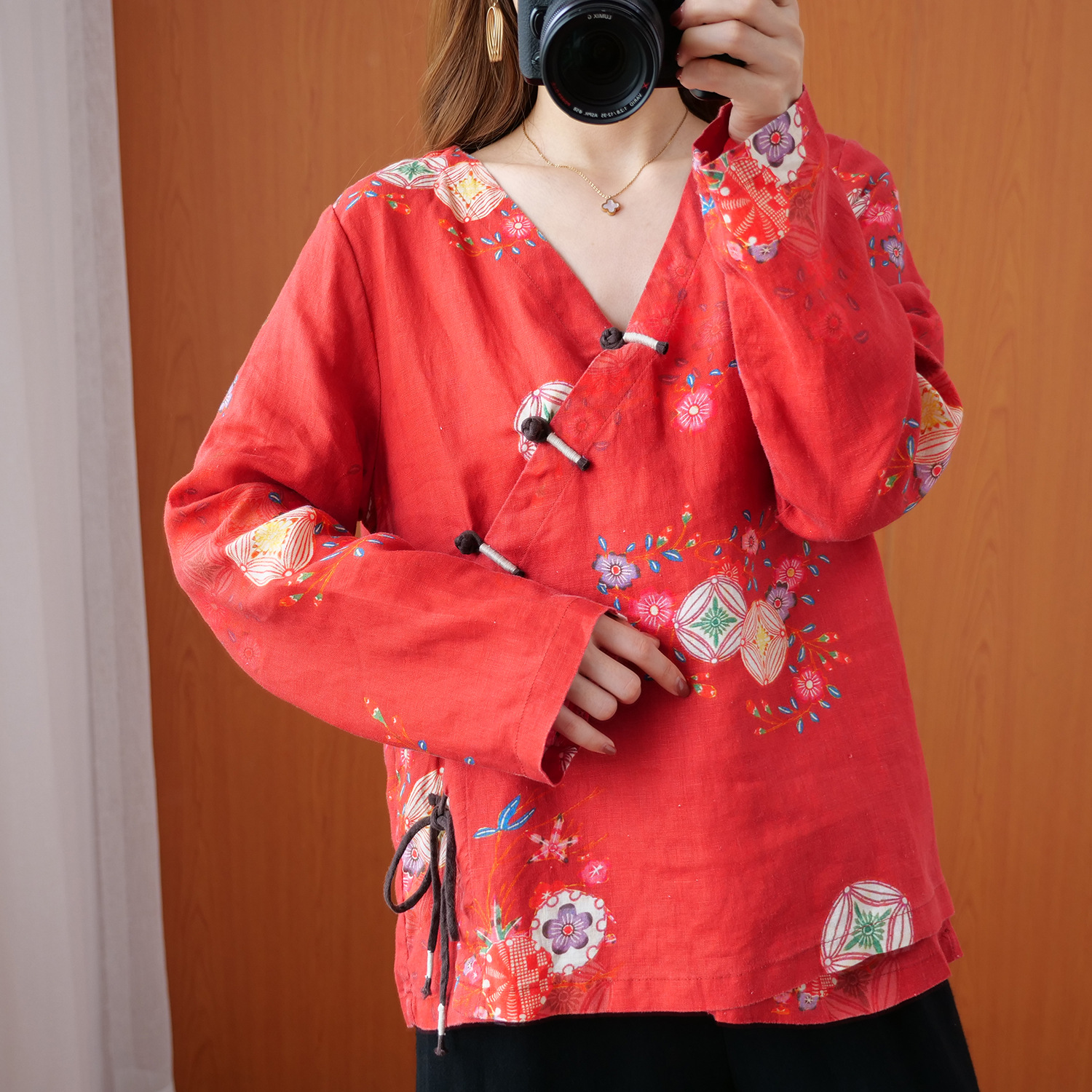 Title 5, Chinese Style Print Retro Large Size Shirt