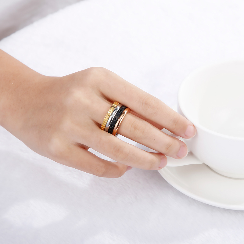 Personality Multi-color Mix And Match Stainless Steel Roman Ring