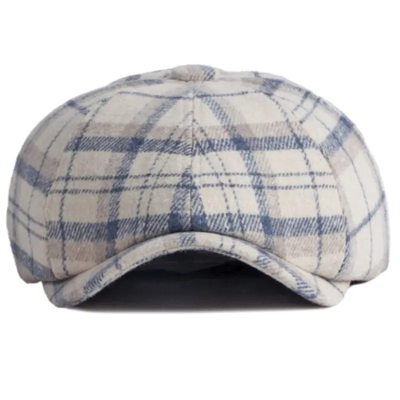 Fashionable Plaid Octagonal Hat For Women