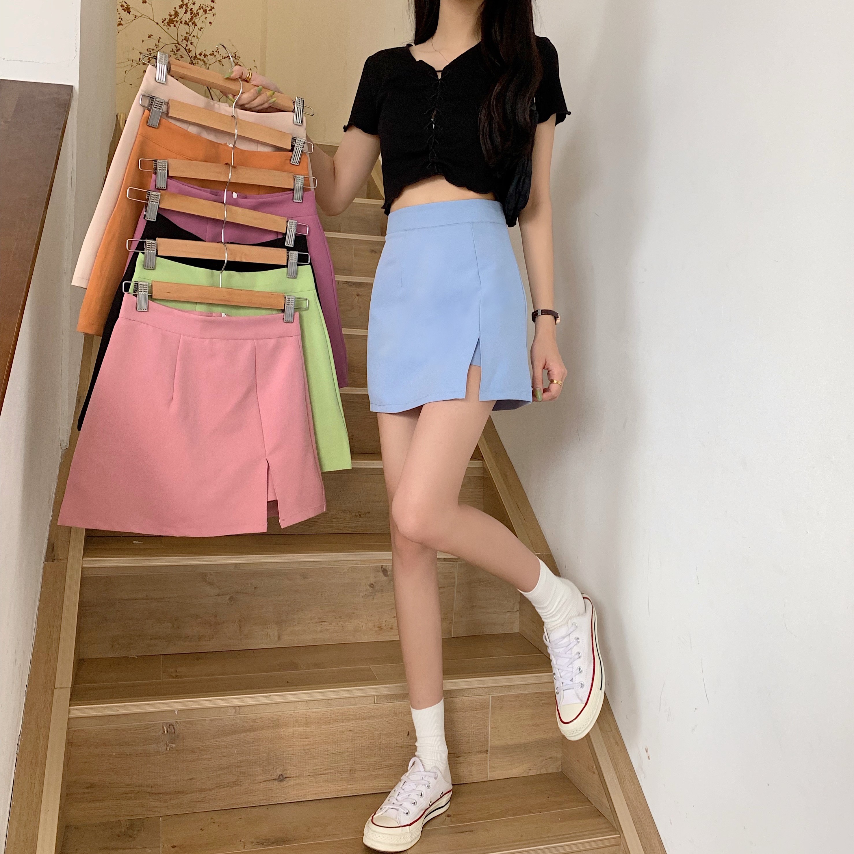 The New Slit Skirt Is Thin All-match High-waist Hip Skirt