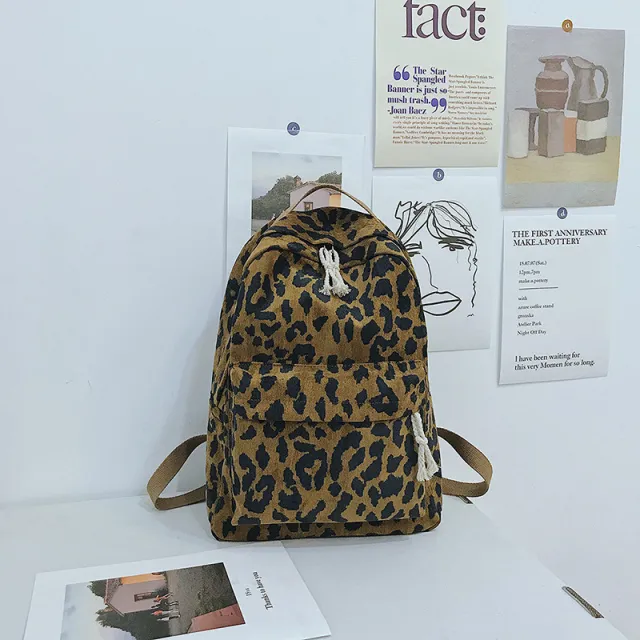 New Trendy Korean Version Of Leopard Print Backpack Portable Large Capacity Student School Bag Leopard - Shop at LoveMi