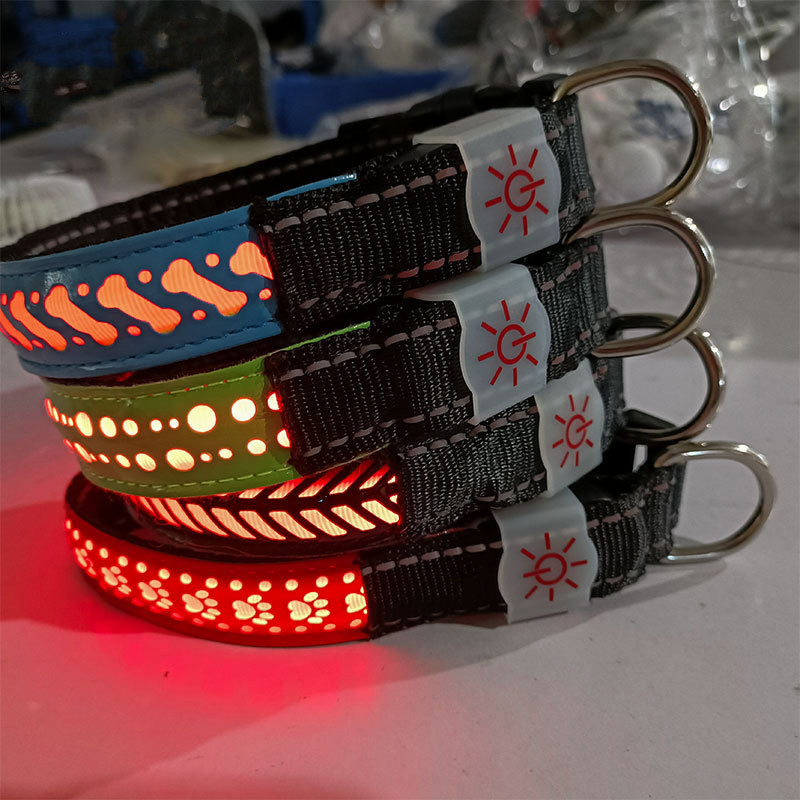 ปลอกคอสุนัข LED ส่องสว่าง ลายปั๊ม  สำหรับเท็ดดี้ บิชอน น่ารัก สะดุดตา เพิ่มความปลอดภัยในยามค่ำคืน