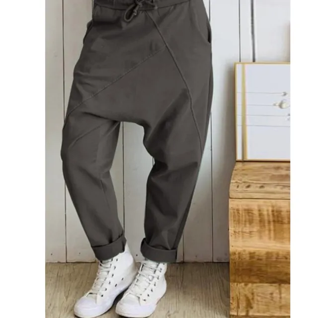 New Cotton Women's Drawstring Harem Pants Grey - Shop at LoveMi
