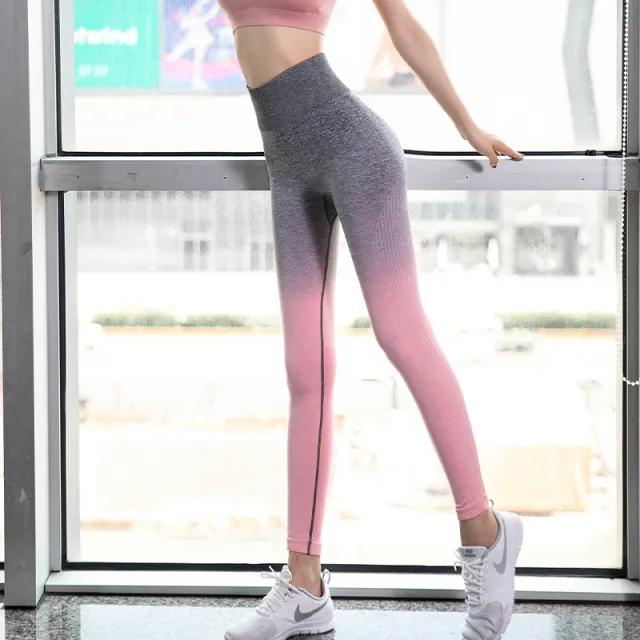 Wear Peach Quick drying Stretch Fitness Pants High Waist Hips Pink Grey - Shop at LoveMi