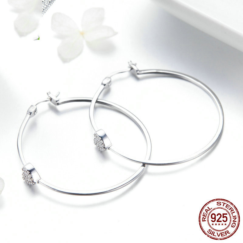 White Gold Inlaid Heart-shaped Zircon 925 Sterling Silver Stud Earrings
