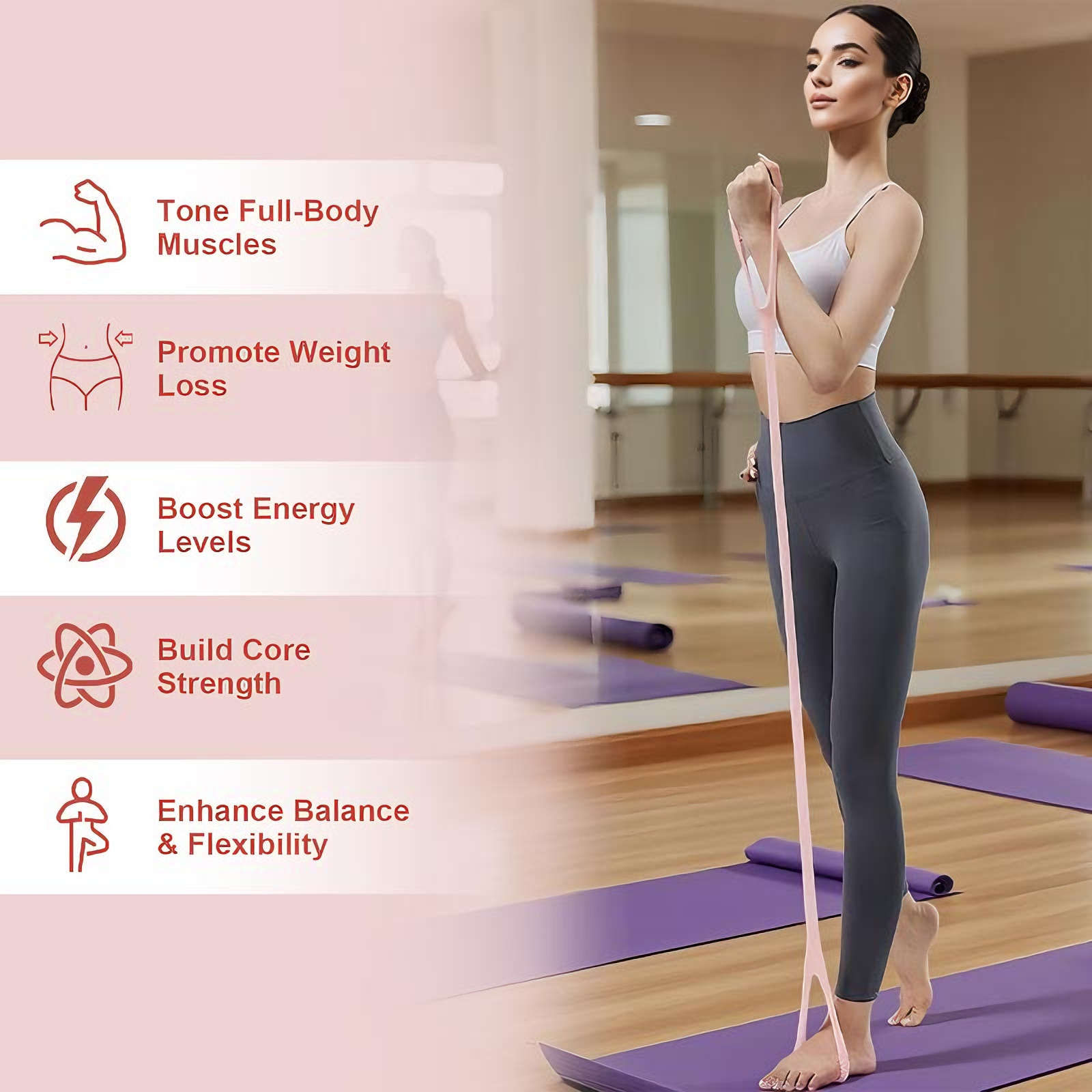 1P 8-shaped Silicone Yoga Resistance Band -  Elastic Fitness Stretching Rope, Suitable For Back, Waist, And Arm Exercises - Suitable For Home, Gym, And Outdoor Workouts Comprehensive Resistance Boxing