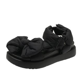 Title 5, Platform Open Toe Velcro Bow Roman Shoes