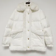 New Fashion Fur Collar Stitching White Temperament Commuter Stand-up Collar Down Jacket Women - White - View 1