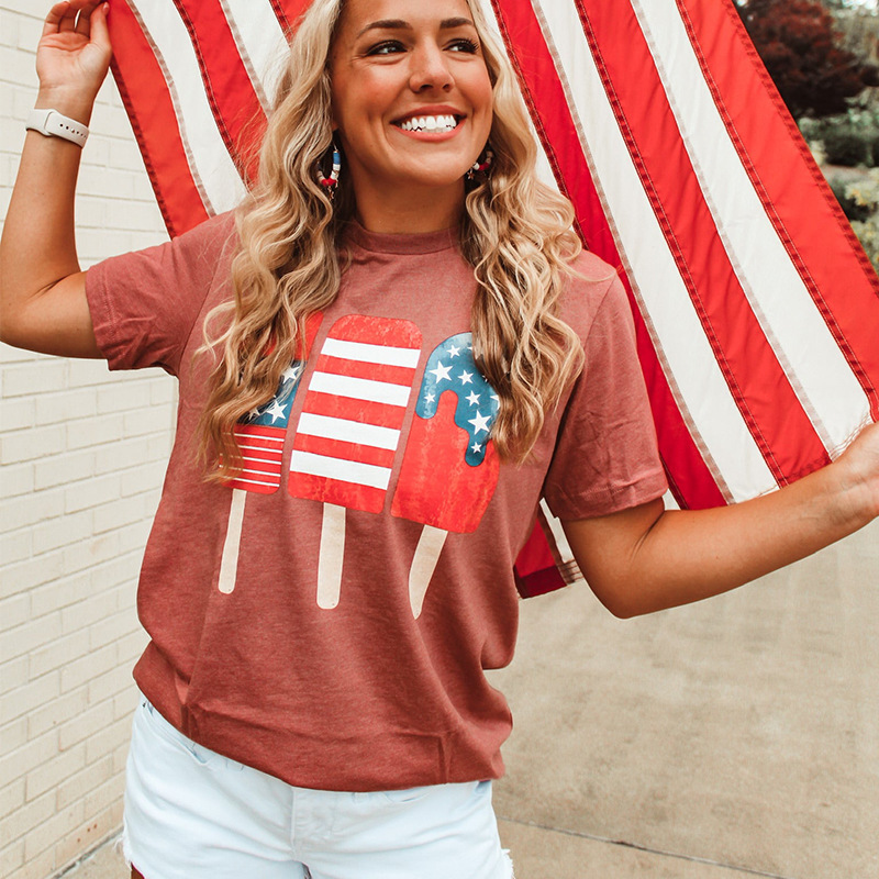 Fashion Round Neck Short Sleeves T-shirt Women's Summer