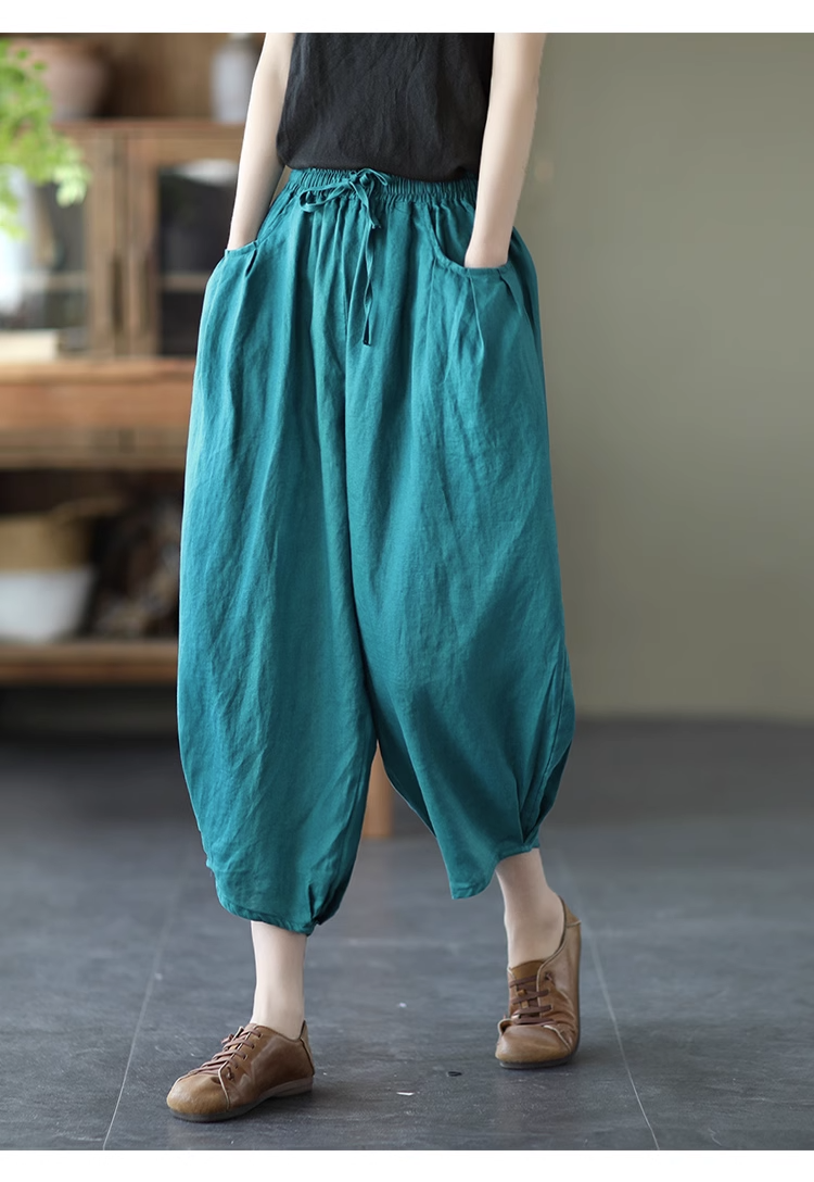 Title 10, Cotton Harem Pants Linen Loose Bloomers