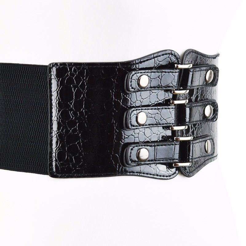 Title 2, Black Womens Ultra-wide Waistband Rivet Elast...