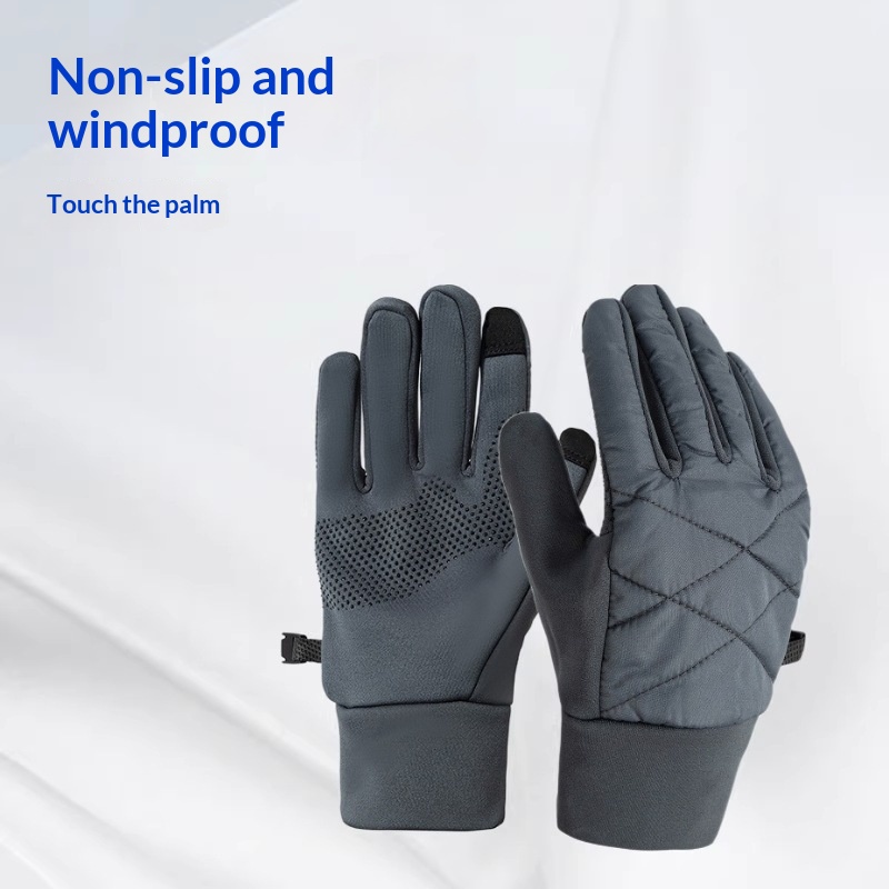 Cross-Border Autumn And Winter Cycling Gloves For Men And Women, Spliced, Non-Slip, Windproof, Touch-Sensitive Palm Protection, Shock-Absorbing, Wear-Resistant For Cycling