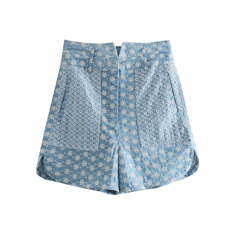 Style Casual Embroidered Wide-leg Shorts — image 1